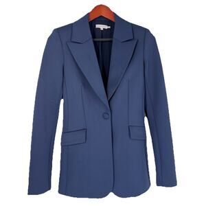 Good American Women's Disco Scuba Sculpted Blazer Navy Blue Size 0 Career Preppy